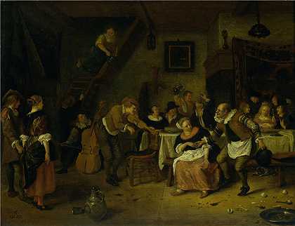 扬·斯汀（Jan Steen，荷兰画家）-(农民婚礼（1672）)