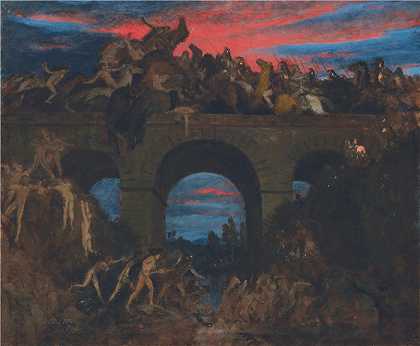 阿诺德·伯克林（瑞士画家 ，Arnold Böcklin）-(桥上之战 (1889))