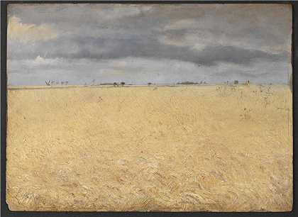 劳里茨·安徒生·瑞(Laurits Andersen Ring，丹麦画家)-(环村附近的黑麦田（1887 年）)