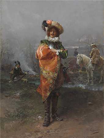 切萨雷·阿戈斯蒂诺·德蒂（Cesare Agostino Detti，意大利画家）-(披着斗篷的绅士)