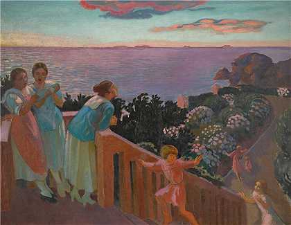 莫里斯·丹尼斯（Maurice Denis，法国画家）-(绣球花黄昏（1918）)