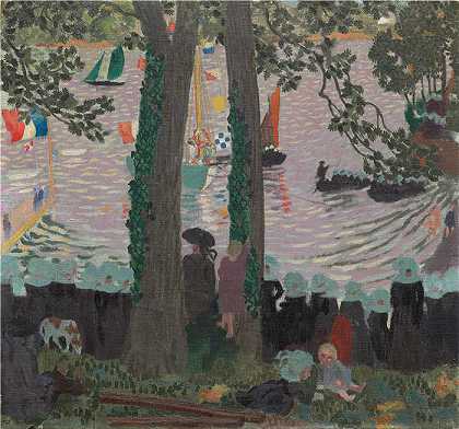 莫里斯·丹尼斯（Maurice Denis，法国画家）-(贝隆河上一艘游艇的祝福（1899）)