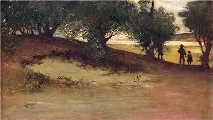 威廉·莫里斯·亨特（William Morris Hunt，美国画家）-(柳树沙堤，木兰（1877 年）)