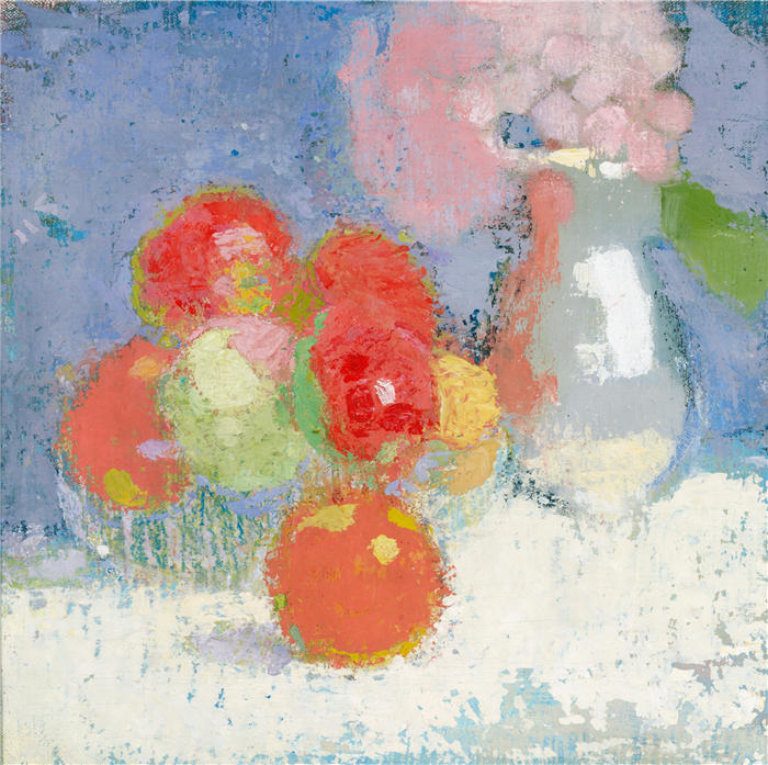 海伦·施杰夫贝克 Helene Schjerfbeck，芬兰画家）高清作品-《红苹果 [1915]》