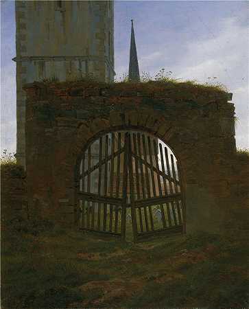卡斯珀·大卫·弗里德里希（Caspar David Friedrich，德国画家）–(公墓门（墓地）（1825 年至 1830 年间）)