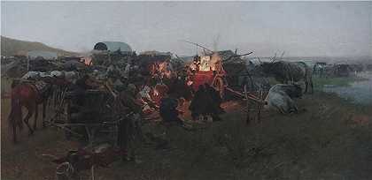 约瑟夫·勃兰特（Józef Brandt，波兰画家）-(草原上的祈祷（约 1890 年）)