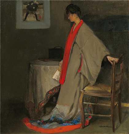 阿尔弗雷德·亨利·毛雷尔（Alfred Henry Maurer ，美国画家）-作品-(和服的年轻女子（约 1901 年）)