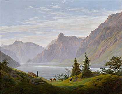 卡斯珀·大卫·弗里德里希（Caspar David Friedrich，德国画家）–(山湖景观，早晨)