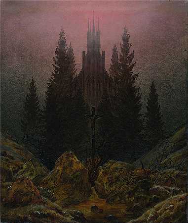 卡斯珀·大卫·弗里德里希（Caspar David Friedrich，德国画家）–(山中的十字架（约 1812 年）)