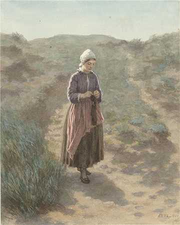 大卫·阿道夫·康斯坦茨（David Adolph Constant Artz，荷兰画家）-(在赞德沃特的沙丘上（1862年）)