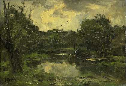 雅各布·马里斯（Jacob Maris，荷兰画家）-(驳船景观（约1886年） )