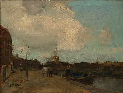 雅各布·马里斯（Jacob Maris，荷兰画家）-(运河边)