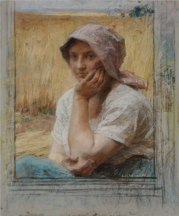 莱昂·奥古斯丁·莱尔米特 Léon Augustin Lhermitte，法国画家）高清作品-《休息的收割者 约1886年）》