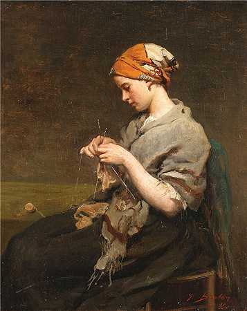 朱尔斯·布雷顿（Jules Breton，法国画家）-(编织少女)