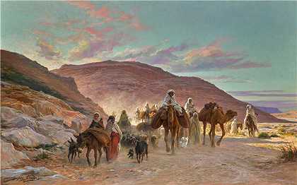 欧仁·吉拉代（ Eugène Girardet，法国画家）-(沙漠商队)