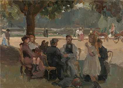 伊萨克·拉扎鲁斯·伊斯拉尔斯(Isaac Lazarus Israëls，荷兰画家)-(在巴黎附近的布洛涅森林（约 1906 年）)