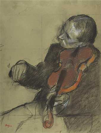 埃德加·德加（Edgar Degas，法国画家）-(小提琴家，(舞蹈课)研究（约 1878-79 年）)