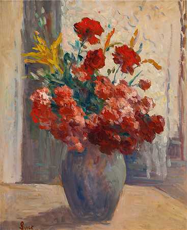 马克西米连·卢斯（ Maximilien Luce，法国画家）-(花瓶里的花束)