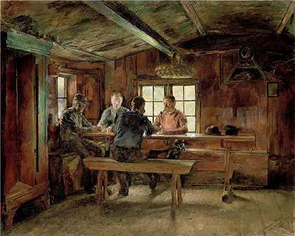 哈丽特·贝克尔（Harriet Backer，挪威画家）-(纸牌玩家 (1897))