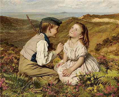 索菲·安德森（Sophie Anderson，英国画家）-(触手可及，笑或不笑（1857）)