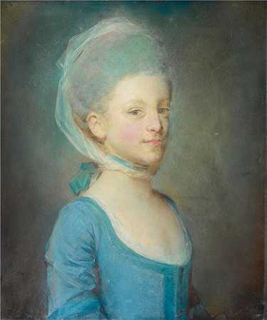 让-巴蒂斯特·佩罗诺（Jean-Baptiste Perronneau,法国画家）-(一位戴着条纹凝视头巾的年轻女子的肖像（1770 年）)