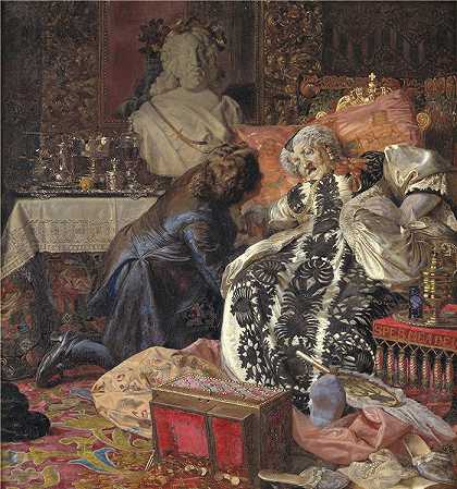 克里斯蒂安·扎尔特曼（Kristian Zahrtmann，丹麦画家）-(苏菲·阿马利亚王后之死 (1881_1882))
