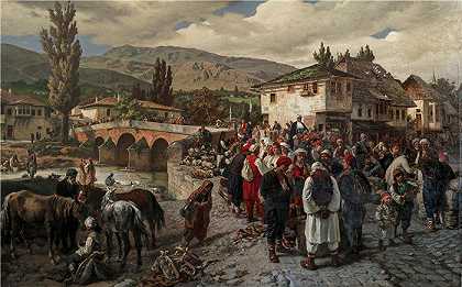 阿洛伊斯·舍恩 (Alois Schönn,奥地利画家)-( 黑塞哥维那的市场场景（1883年）)