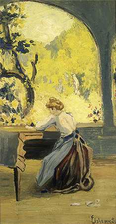 路易斯·米歇尔·艾西莫斯（Louis Michel Eilshemius，美国画家）-(春天的阳台)