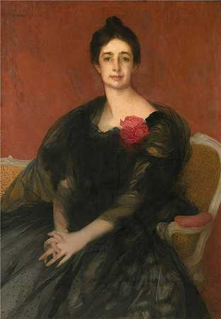埃德蒙·弗朗索瓦·阿曼-让（Edmond Aman-Jean，法国画家）作品-(波将金公主的肖像)