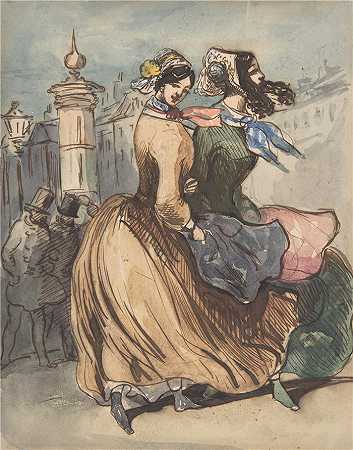 康斯坦丁·盖伊（Constantin Guys，法国画家）-(两个灰姑娘（19 世纪）)