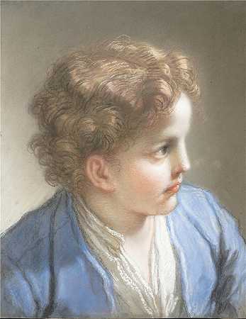 贝内代托·卢蒂（Benedetto Luti，意大利画家，1666 – 1724 年）作品-一个穿蓝夹克的男孩的研究（1717）
