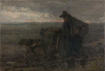 约瑟夫·以色列（Jozef Israëls，荷兰画家）作品-(在乡村道路和田野上（1892 年）)