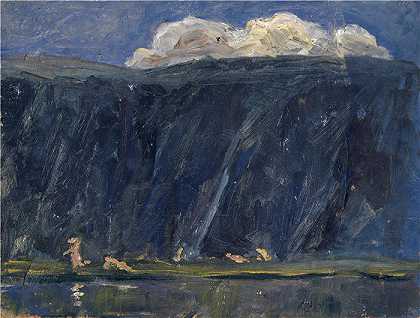 恩斯特·希斯（Ernst Schiess，瑞士画家）-(山湖与裸体人物)