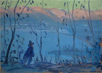 恩斯特·希斯（Ernst Schiess，瑞士画家）-(傍晚漫步在南湖之上)