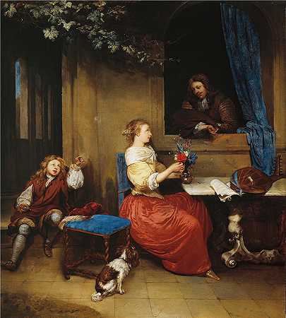 卡斯珀·内舍尔（Caspar Netscher，荷兰画家）-(求爱（约 1665 年）)