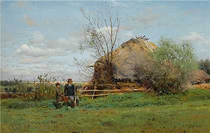 弗拉基米尔·叶戈罗维奇·马科夫斯基（Vladimir Egorovich Makovsky，俄罗斯画家）作品-(村里的初秋（1884）)