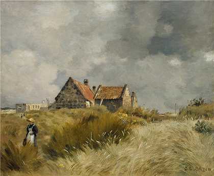 让·查尔斯·卡津（Jean Charles Cazin，法国画家）-(沙丘中的小屋)