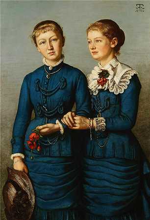 汉斯·托马（Hans Thoma，德国画家）-(哈格家族两个女儿的肖像（1883年）)
