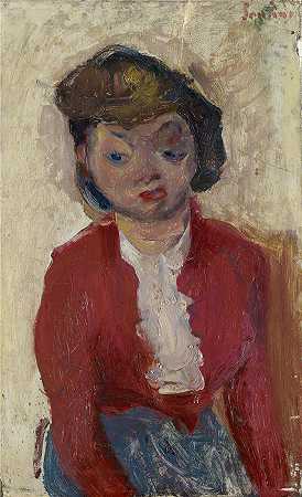 柴姆苏丁（Chaïm Soutine，俄罗斯画家）-(年轻的英国女人 (1934))