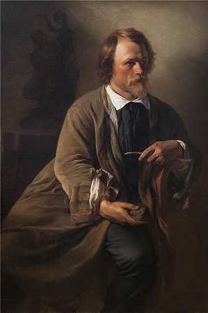 伊丽莎白·杰里乔·鲍曼（Elisabeth Jerichau Baumann,波兰画家）作品-(雕塑家 Jens Adolf Jerichau，艺术家的丈夫（1846 年）)