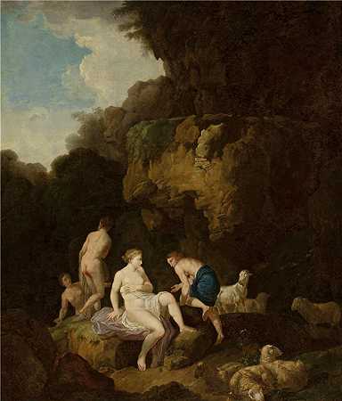 迪特里希（Christian Wilhelm Ernst Dietrich，德国画家）作品-(石窟中的仙女 (1))
