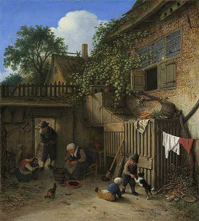 阿德里亚恩·范·奥斯塔德（Adriaen van Ostade）（ Adriaen van Ostade）-小屋门廊