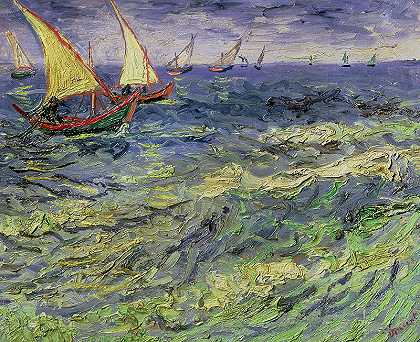 文森特·梵高（Vincent van Gogh）– Saintes-Maries1888年的海景油画