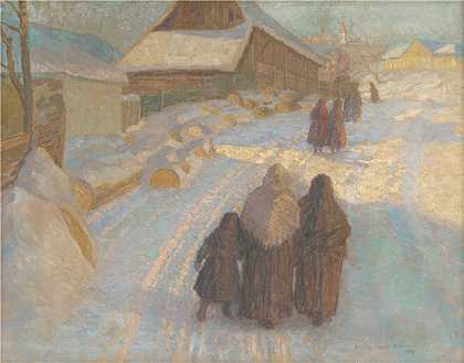 埃莱米尔·哈拉斯-赫拉迪尔（Elemír Halász-Hradil，捷克画家）-(村里的冬天 (1909))
