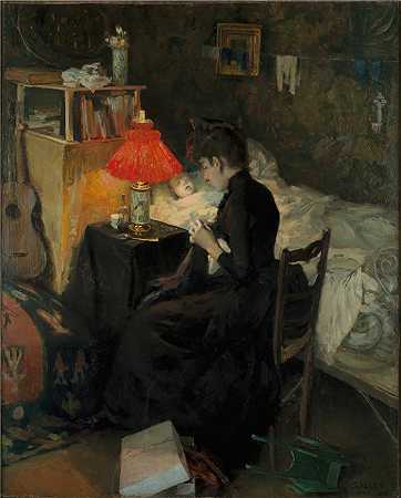 阿克塞利·加伦-卡莱拉（Akseli Gallen-Kallela，芬兰画家）-(带着生病孩子的母亲（1888 年）)
