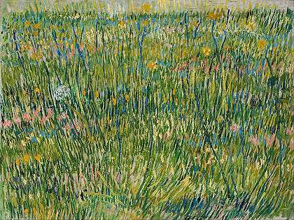 文森特·梵高（Vincent van Gogh） –1887年，盛开的牧场油画