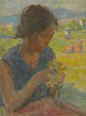 埃莱米尔·哈拉斯-赫拉迪尔（Elemír Halász-Hradil，捷克画家）-(向日葵的女孩 (1934))