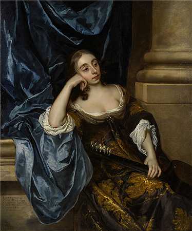 彼得·莱利（Peter Lely，荷兰画家）-(卡那封伯爵夫人伊丽莎白卡佩尔的肖像，带着吉他)