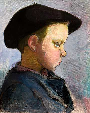 瓦迪斯瓦夫·斯莱温斯基（Władysław Ślewiński，波兰画家）作品-(一个男孩的研究（1902）)