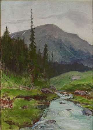 瓦迪斯瓦夫·斯莱温斯基（Władysław Ślewiński，波兰画家）作品-(山景（约 1903 年）)